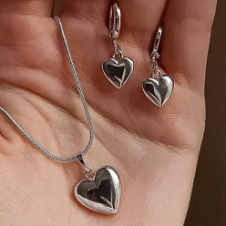 Платина Комплекты из серег-колец и ожерелий с подвесками в форме сердца, платина, 35 мм