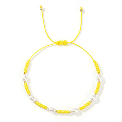 Желтый Браслеты из стеклянного бисера и пластиковых бусин, имитирующих жемчуг, для женщин., с латунным, желтые, 11.02 дюйм (28 см)