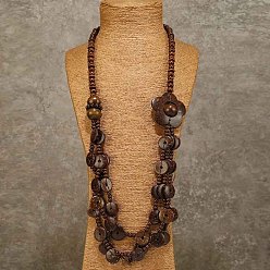 Кокосово-Коричневый Двухслойные ожерелья из натурального кокоса в стиле бохо для женщин, кокосового коричневый, 30.71 дюйм (78 см)