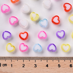 Mixed Color Transparent Heart Acrylic Beads, Bead in Bead, Mixed Color, 7x8x4mm, Hole: 2mm, about 3000pcs/500g