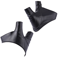 Black PU Leather One-finger Gloves, Fingerless Gloves for Women, Black, 125x95x1.5~3mm