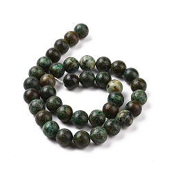 African Turquoise(Jasper) Natural African Turquoise(Jasper) Beads Strands, Round, 10mm, Hole: 1mm, about 39pcs/strand, 15.5 inch