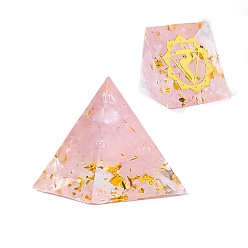 Розовый Кварц Чакра ювелирные изделия йога, оргонитовая пирамида, фигурки из смолы, с натуральной крошкой розового кварца внутри статуй для украшения домашнего офиса, 20 мм