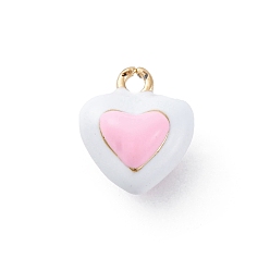 Белый Сплав эмали прелести, шарма сердца, золотые, белые, 12.5x10.5x6.5 мм, отверстие : 1.4 мм