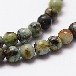 African Turquoise(Jasper) Natural African Turquoise(Jasper) Beads Strands, Round, 6mm, Hole: 1mm, about 61pcs/strand, 15 inch