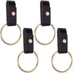 Черный 4шт. держатель для полотенец из искусственной кожи, с железными кольцами для ключей и защелками, чёрные, 145 мм