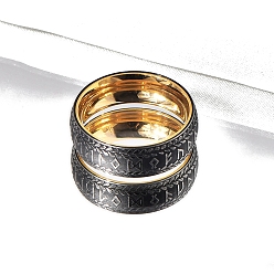 Золотой Кольца из нержавеющей стали с рунами в виде амулета Одина, кольца викингов для женщин и мужчин, золотые, 7.1 мм, размер США 9 (18.9 мм)