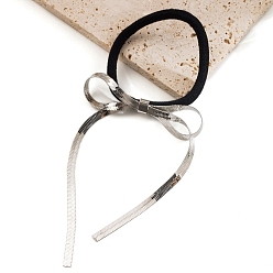 Платина Бант сплав эластичные аксессуары для волос для женщин, резинка для волос / резинки для волос, платина, 60x100 мм