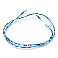 со Синим Покрытием Гальванизировать немагнитных синтетический гематит бисер пряди, кубоид, с покрытием синим, 2~3x1~1.5 мм, отверстие : 0.5 мм, около 48~52 шт / нитка, 15.7 дюйм (40 см)