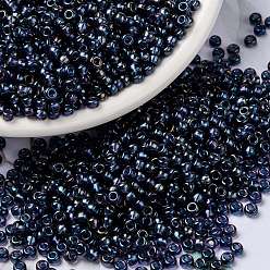 (RR3539) Fancy Lined Han Blue Миюки круглые бусины рокайль, японский бисер, (rr 3539) голубой хан на причудливой подкладке, 8/0, 3 мм, отверстие : 1 мм, Около 422~455 шт / 10 г