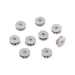 (52) Непрозрачная лаванда Стойки обшивки латунь микро проложить кубического циркония бусы, долговечный, без свинца и без кадмия, Плоский круглый / диск, Реальная платина, разноцветные, 6x2.3 мм, отверстие : 1.6 мм