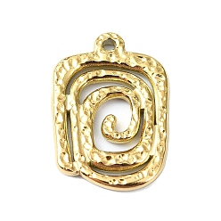 Rectangle Ion Plating(IP) 304 Stainless Steel Pendants, Real 18K Gold Plated, Rectangle, 23x16x2mm, Hole: 1.5mm