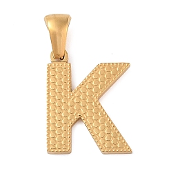 Letter K Вакуумное покрытие pvd 304 подвески из нержавеющей стали, золотые, буквенное очарование, Письмо K, 16.5x13.5x1.5 мм, отверстие : 5x3 мм