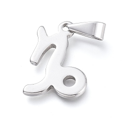 Козерог Не тускнеющие 304 подвески из нержавеющей стали, знак созвездия / зодиака, цвет нержавеющей стали, Козерог, 21x15x1.8 мм, отверстие : 3x6.5 мм