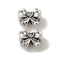 Античное Серебро Сплавочные овальные бусины тибетского стиля , без кадмия и без свинца, бантом, античное серебро, 11x13x5 мм, отверстие : 2 мм, Около 411 шт / 1000 г