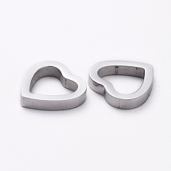 Нержавеющая Сталь Цвет Не тускнеет 304 соединительные кольца из нержавеющей стали для изготовления ювелирных изделий, ручная полировка, сердце, цвет нержавеющей стали, 10x10x2 мм, внутренний диаметр: 6x7 мм