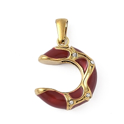 Золотой 304 из нержавеющей стали горный хрусталь подвески, Эмаль стиле, с формой, золотые, 24.5x19.5x6.5 мм, отверстие : 7x3.5 мм