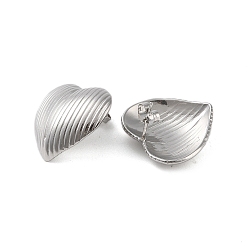 Platinum 304 Stainless Steel Earrings, Heart, Platinum, 22x25mm