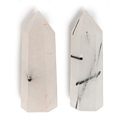 Rutilated Кварц Украшения для дома из натурального рутилированного кварца, дисплей украшение, исцеляющие каменные палочки, для рейки чакра медитативная терапия decos, шестиугольник призма, 51~65x16~18x15~20 мм