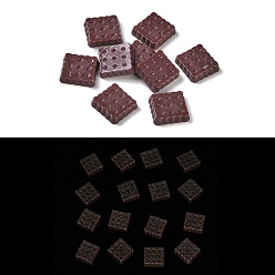 Квадрат Светящаяся смола декодирует кабошоны, светится в темноте, печенье, квадратный, 9x9x2 мм