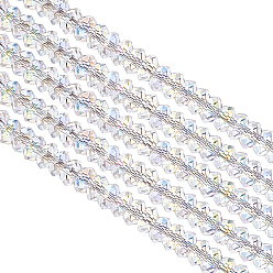 Прозрачный 2 пряди гальванические стеклянные бусины пряди, рондель, с покрытием AB цвета, граненые, прозрачные, 5x7.5x4.5~5 мм, отверстие : 1.4 мм, около 82 шт / нитка, 14.96''~15.16'' (38~39.5 см)