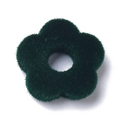 Dark Slate Gray Flocky Resin Beads, Flower, Dark Slate Gray, 14x15x4mm, Hole: 1.4mm