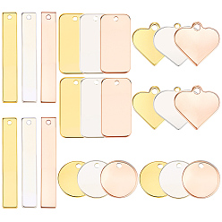 (52) Непрозрачная лаванда 48шт. 12 стили подвесок из латуни и нержавеющей стали, прямоугольник, плоский, круглый и сердце, разноцветные, 12~20x5~16x0.7~1 мм, 4 шт / стиль