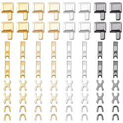 Mixed Color Clothing Accessories, Brass Zipper Repair Down Zipper Stopper and Plug, Mixed Color, 6x9x5mm, 5x6x5mm, 16sets
