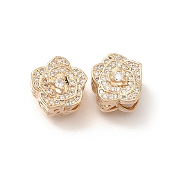 Золотой Цветок стойка металлизированный латунь микро проложить кубический цирконий бисер, долговечный, без свинца и без кадмия, золотые, 11x11.5x10 мм, отверстие : 4 мм
