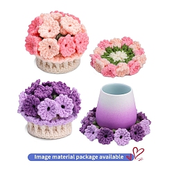 Mixed Color DIY Knitting Kits, including Yarns, 1Pc Wooden Crocet Hook, 4Pcs Plastic Eye Needles, 6Pcs Plastic Markers, 1Pc Needle Thread and 1M Satin Ribbon, Mixed Color, Package Size: 23.5x18.5x8.5cm