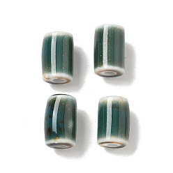 Темно-серый Фарфоровые бусины ручной работы, колонка, фантазии античного стекла фарфора, темно-серый, 10~11x6.5~7 мм, отверстие : 2~2.2 мм