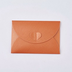 Coral Retro Colored Pearl Blank Mini Paper Envelopes, Wedding Party Invitation Envelope, DIY Gift Envelope, Heart Closure Envelopes, Rectangle, Coral, 7.2x10.5cm