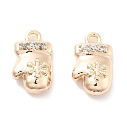 Настоящее золото 18K Подвески из прозрачного кубического циркония с микропейвом, без кадмия, без никеля и без свинца, перчатки, реальный 18 k позолоченный, 13x7.5x4 мм, отверстие : 1.4 мм