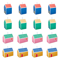 (52) Непрозрачная лаванда 32 шт 4 стили в форме домика картонные бумажные складные подарочные коробки, для свадебных принадлежностей для дня рождения, разноцветные, 8.5~13x7~8.5x10.5~13 см, 8 шт / стиль
