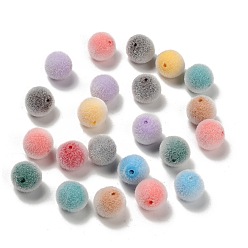 (52) Непрозрачная лаванда Флокированные непрозрачные акриловые бусины, круглые, разноцветные, 12 мм, отверстие : 1.8 мм