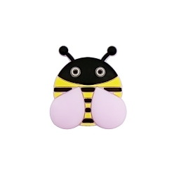 Сливовый Фокальные бусины из пищевого силикона, пчела, слива, 31x28 мм