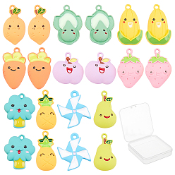 Mixed Color 20Pcs 10 Style Spray Painted Alloy Enamel Pendant, Vegetable & Fruit, Mixed Color, 2pcs/style