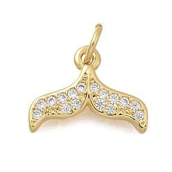 Настоящее золото 18K Латунные микро проложить кубического циркония подвески, прелести рыбий хвост, без кадмия и без свинца, стойки покрытие, долговечный, с целью перехода в кольце, реальный 18 k позолоченный, 11x14.5x2 мм, отверстие : 3.2 мм