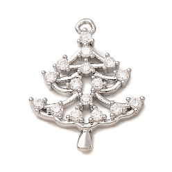 Platinum Brass Rhinestone Pendants, Christmas Tree Charms, Platinum, 17x14x2mm, Hole: 1mm
