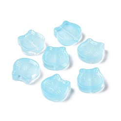 Светло-Голубой Прозрачные брызги, окрашенные распылением, кошка, Небесно-голубой, 13.5x14x5 мм, отверстие : 1.2 мм