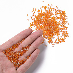 Orange Glass Seed Beads, Trans. Colours Lustered, Round, Orange, 2mm, Hole: 1mm, 30000pcs/pound