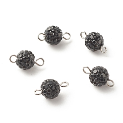 Jet Polymer-Ton-Strass-Anhänger, mit 304 Edelstahlschlaufen, Runde, Jet, 14.5x8 mm, Bohrung: 2 mm