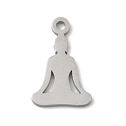 Нержавеющая Сталь Цвет 304 прелести нержавеющей стали, йога, без свинца, без кадмии и без никеля, цвет нержавеющей стали, 12x7.5x1 мм, отверстие : 1 мм