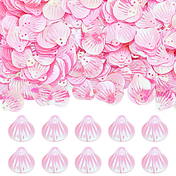 Pink 1000шт. аксессуары для украшения, пластиковые пайетки / блестки из бисера, с покрытием AB цвета, оболочка, розовые, 19x17.5x1 мм, отверстие : 1.5 мм