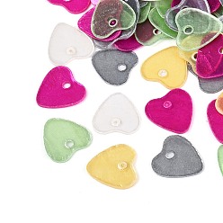 (52) Непрозрачная лаванда Подвески в форме сердца из натуральных ракушек капиз, окрашенные распылением, разноцветные, 11.5x11.5x0.5 мм, отверстие : 1.6 мм