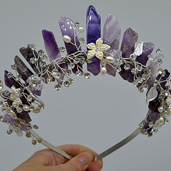 Аметист Резинки для волос из натурального розового кварца, аксессуары для волос для женщин и девочек, корона, 250x170x50 мм