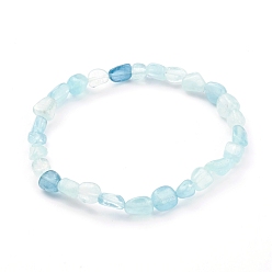 Аквамарин Браслеты из натурального аквамарина стрейч из бисера, самородки, внутренний диаметр: 2-1/8~2-1/4 дюйм (5.5~5.8 см)
