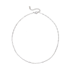 Нержавеющая Сталь Цвет 2.5мм 304 ожерелья из нержавеющей стали со скрепками, не тускнеет, цвет нержавеющей стали, 15.75 дюйм (40 см)