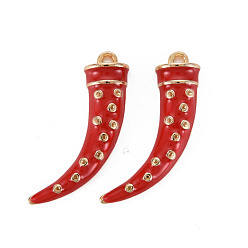 (123L) Белый крем непрозрачный блеск Стойки обшивки сплава эмали подвески, без кадмия, без никеля и без свинца, перец, золотой свет, огнеупорный кирпич, 28x19x4 мм, отверстие : 1.5 мм