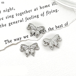 Бабочка Прелести соединителя сплава, платина, бабочка, 15x10 мм